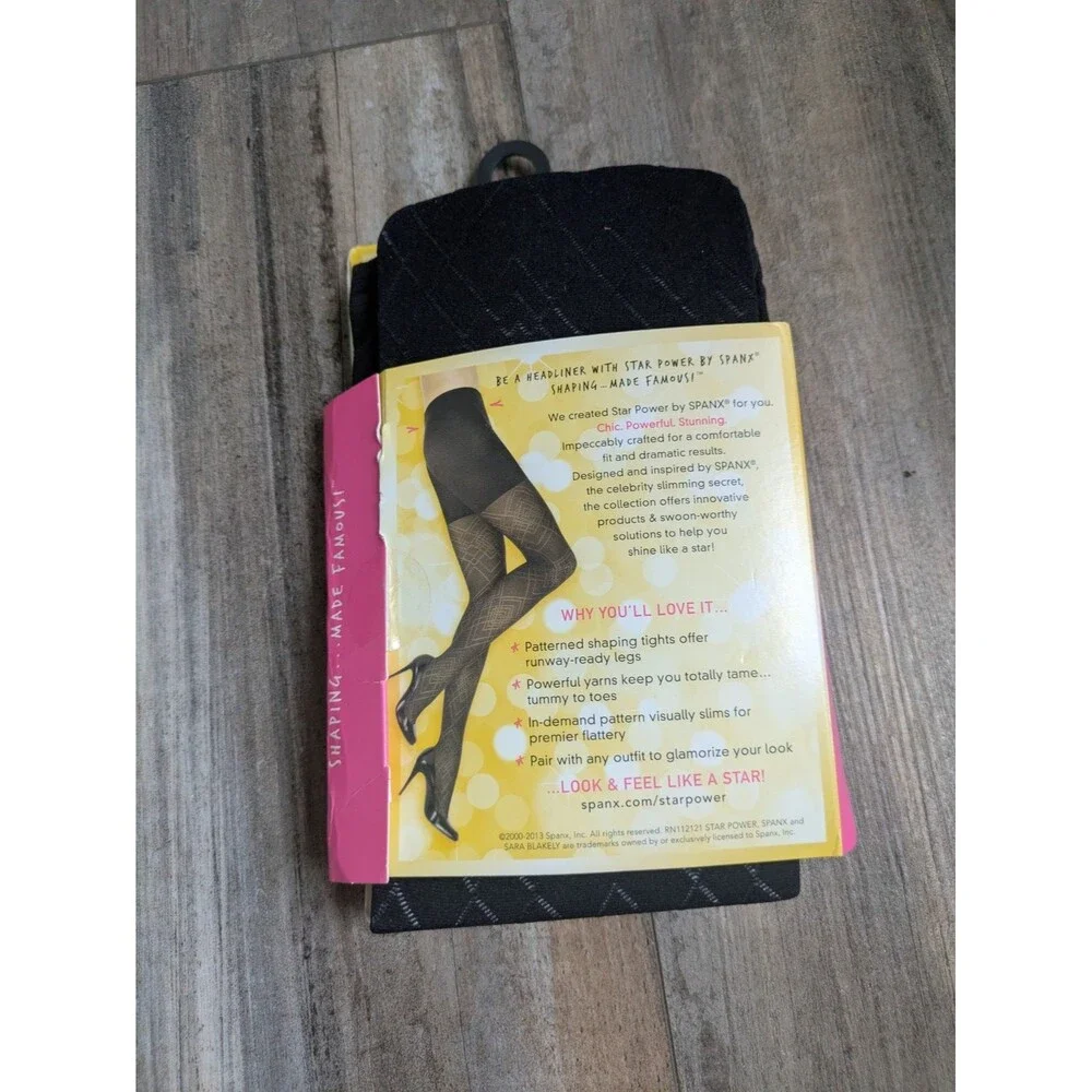 NWT Spanx Star Power Women's Tights Center Stage Diamond Daze (C) NEW Black